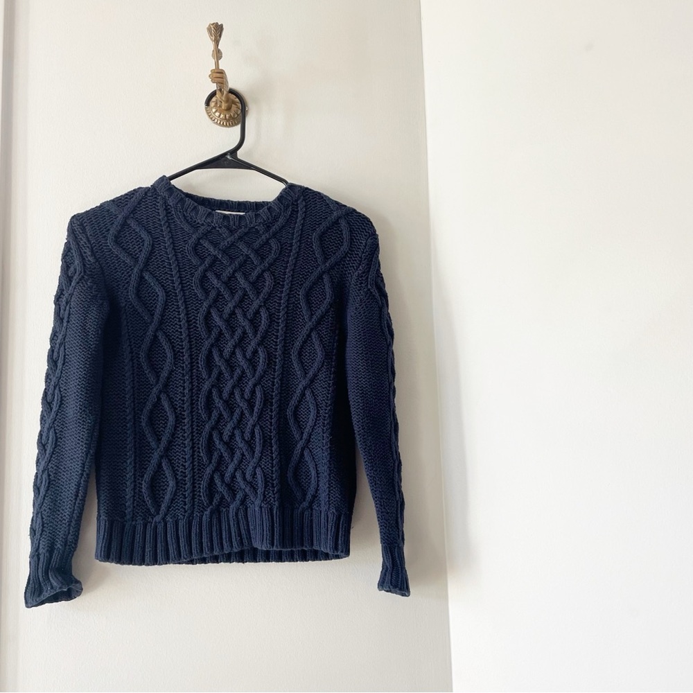 Crewcuts Classic Navy Cable Knit Sweater | Size 8